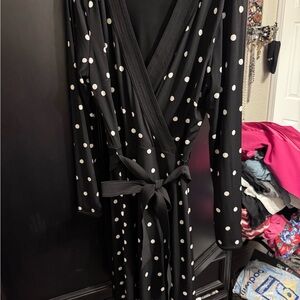 White House Black Market Black Polka Dot Long Sleeve Dress